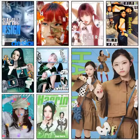 Idol H-Haerin Poster Self-adhesive Wall Mural Art Waterproof Sticker For Bar Room Decor High Quality