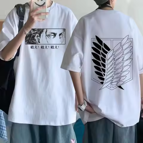 Attack on Titan Streetwear Men's T Shirt Eren Yeager Shingeki No Kyojin Anime Summer Cotton Women To