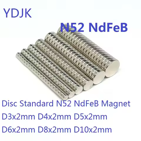 10 50PCS/LOT Disc Standard N52 NdFeB Magnet 3*2 4*2 5*2 6*2 8*2 10*2 Strong Permanent Neodymium Magn