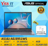 Asus 15 A516J-AEJ3951WS / AEJ3492WS 15.6'' FHD Laptop ( i3-1005G1, 4GB, 512GB SSD, Intel UHD ,W11+ OPI, 2YW ) Free Bag