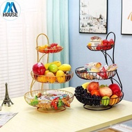 2/3 Tiers Storage Baskets Nordic Gold Fruit Vegetables Basket Desktop Kitchen Organizer Basket Livin