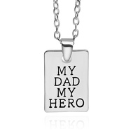 Engraved My Dad My Hero Silver Fathers Day Dads Birthday Gift Necklace and Pendant Jewelery