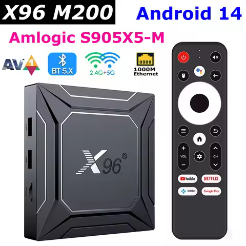 X96 M200 Android 14 TV BOX 4GB 64GB 6nm Amlogic S905X5M 1000M LAN AV1 BT5.0 5G Dual Wifi Media Playe