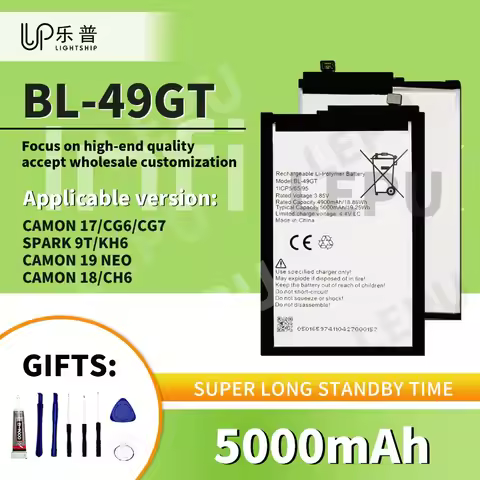 CAMON 17 18 19 NEO Battery INFINIX CG6 CG7 KH6 CH6 Phone Battery + Tool Kits 5000mAh Original Batter