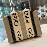 *SHIHNA名牌精品* Chloe Woody 帆布拼牛皮手提/斜背二用托特包 深藍色