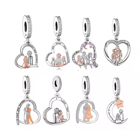 FC Jewelry Fit Original Charm Bracelet 925 Sterling Silver Grandma I Love You To The Moon Amd Back B