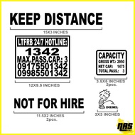 ✔ ☑ ۩ LTFRB TRUCKING TRANSPORT LOGISTICS SERVICES STICKER KEEP DISTANCE LTFRB HOTLINE CAPACITY FRAN