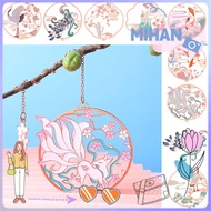 MIHAN School Office Supplies Book Clip Retro Group Fan Shape Brass Bookmark Peacock Koi Pendant Tass
