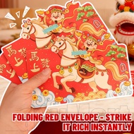 Six-Slot Foldable Red Envelope Cardstock, Horse Design Angpao for New Year Compact Size Lucky Money 