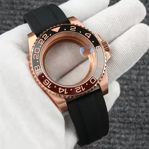 40mm NH35 Case Rubber Strap Waterproof Stainless Steel Watch Case For GMT Yacht-Master Sub Seiko NH3