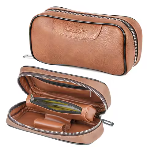 Scotte PU Leather Tobacco Smoking Pipe Bag for 2 pipes Portable Herb Tobacco Smoking Pipe Case Smoki