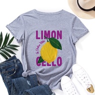Women's Lemon Letter Print Loose Round Neck Short Sleeve T-Shirt - Ready Stock | Wish eBay | Malaysi