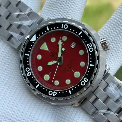 STEELDIVE Popular SD1975 47.5MM Case Red Dial 300M Waterproof AR Sapphire Glass Tuna Dive Mens NH35 