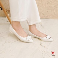 LOKAL Lapepa Rumi Off White Flatshoes | Formal flat shoes workWanita with trendy white buckle, lates