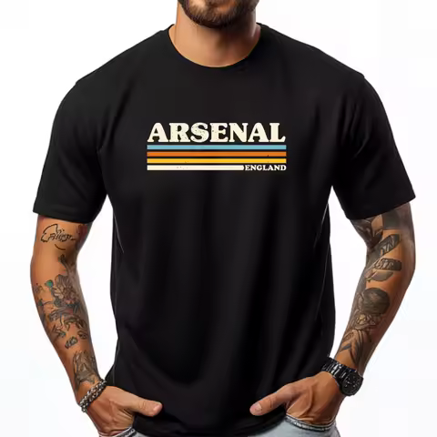 Retro Stripe Arsenal Black T Shirt Printed T-Shirt Group Hiphop Streetwear Summer T-Shirts