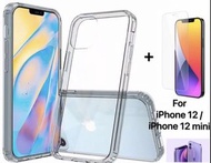 ｛貼+套、包郵｝iPhone 12 / 12 mini Screen Protector Tempered Glass + Clear Cover Case 屏幕透明鋼化玻璃保護貼 + 透明保護套（包郵）（Free Shipping ）