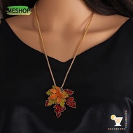 MESHOP Sweater Chain, Oil Drop Alloy Leaf Maple Leaf Necklace, Retro Metal Chain Gift Leaf Pendant N