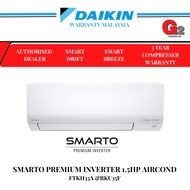 Daikin 1.5HP (5 STAR) SMARTO INVERTER AIR COND R32 (READY STOCK + FAST SHIPPING )FTKH35A &amp;RKU35F