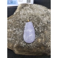 Natural Burmese Type A Jade Pendant with 18K Gold缅甸天然A货翡翠糯冰紫福瓜吊坠18K AU750金扣头(带证书)