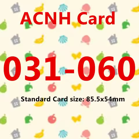 New 2026 Data Standard Card 031 to 060 NTAG215 NFC Printing ACNH Card Work for V3.0 Games Poppy Seri