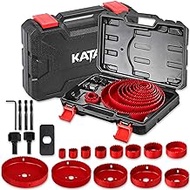 KATA Hole Saw Set, 20 Pieces Hole Saw Kit with 3/4"-6"(19-152mm) 13PCS Saw Blades, 2 Mandrels, 3 Dri