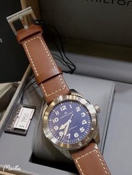 （已售出,可以預訂！）HAMILTON 41mm KHAKI FIELD  H70315540  卡其陸戰系列 Expedition 自動上鏈機械錶 Automatic 指南針設計 藍面 棕色皮革錶帶