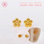 ⊙๑COD PAWNABLE 18k Earrings Legit Original Pure Saudi Gold Jasmine Flower Stud Earrings w/ Gold Paka