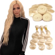 Real Hair Wig Blonde 613#发帘virgin Body wave Dyeable gold hair