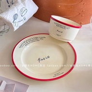 Ins Style Korean Style Letter Ceramic Bowl Eating Bowl Rice Bowl Breakfast Bowl Salad Bowl Dessert Y