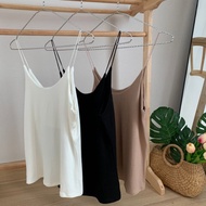 SpinnyHouse Spaghetti Strap Top U-Neck Foreigner Style Shirt ️2-Layer Thick Fabric️ According To Ms.