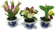 3pc Flower Clay Miniature Dollhouse Fairy Garden Mini Plant Trees Ceramic Paint Furniture Bundles Ar
