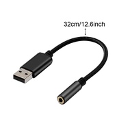 +【； Audio Adapter USB C To 3.5Mm Jack For PC Laptop Converter Plug And Play External Sound Card Aux Portable Cable Gaming Microphone