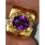 UNGU Dark purple kalimantan amethyst, full crystal, HQ 10x8x4mm, NTE, bronzeRing size 7 Rp. 150,000