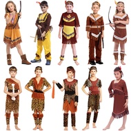Children's Savage Costume Africa Native Clothes Dance Leopard Print Costume Hunter Indian Performanc