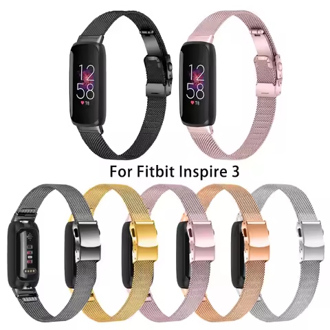 Stainless Steel Strap for Fitbit inspire 3 Smart Bracelet band Tortoid buckle Women Men belt for fit