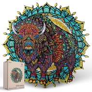 Wooden Puzzles for Adults - American Bison 200 Piece Wooden Jigsaw Puzzle - 11.2x10.9 Inches - Gifta