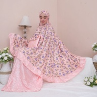 Mukena Rample Motif Bunga Kecil Bahan Rayon Santung