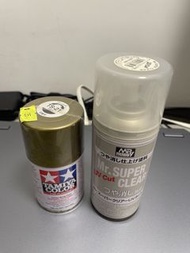 Tamiya雙星 TS21 金色， MR hobby 郡氏超級消光super clear flat UV cut 噴罐