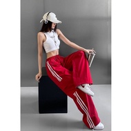 ins Plus size wide leg cargo overalls for women girls Korean style High waist casual hip hop pants