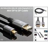 Gold plated Mini DP to DisplayPort 1.4 Mdp 8K 7680x4320 60Hz 4K 144Hz 240Hz 244hz Transmission Conve