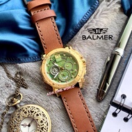 [Original] Balmer 7935G GP-6 Chronograph Sapphire Men's Watch with Green Dial and Brown Genuine Leat