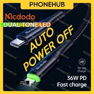 Mcdodo MFi AUTO POWER OFF iPhone Lightning Cable Auto Disconnect iPhone Lightning LED Fast Charging