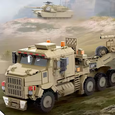 Military WW2 M1070 Armored Vehicle Building Blocks Set, 5 Figures Collectible Technik Tanks Model Ki