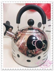 ♥小花花日本精品♥ Hello Kitty 不鏽鋼笛音壺 不鏽鋼開水壺 黑色 大臉造型 1.8升 11062509