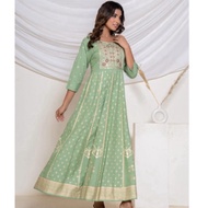 HIJAU Sage green rayon Indian dress