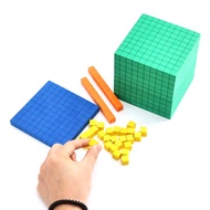 Ten Blocks Complete Set Kids Math Plaything Plastic Math Blocks Plastic Base Ten Set Cube Kids Math 