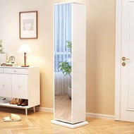 Nordic-Style Solid Wood Full-Body Mirror Floor-Standing Home Storage Cabinet with Mirror Bedroom Simple Rotatable Fitting Mirror