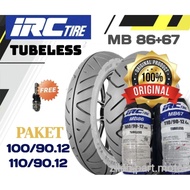 Irc MB.86+67 RING 12 (100/90.12+110/90.12) tubeless Tire Package for matic Motorcycle. Free Nipples