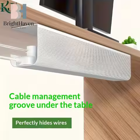 1PC 40cm/15.75inch PVC Under Table Cable Organizer Punch-free Office Wire Organizer Holder Easy Inst