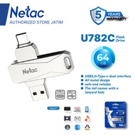 [Authorized Store] Netac OTG Flashdisk U782C USB 3.2 + Type-C Dual Flash Drive 64GB Flash Disk up to